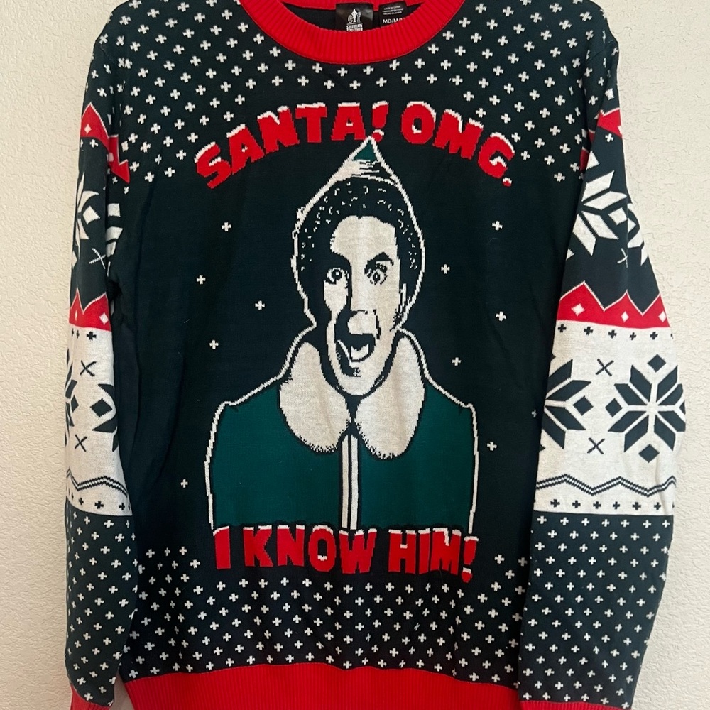 Festive Green and Red Elf Holiday Sweater